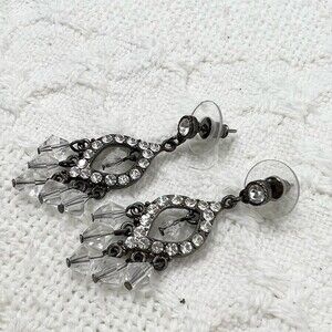 Crystal Rhinestone Drop Chandelier Earrings Art Deco Gatsby Formal